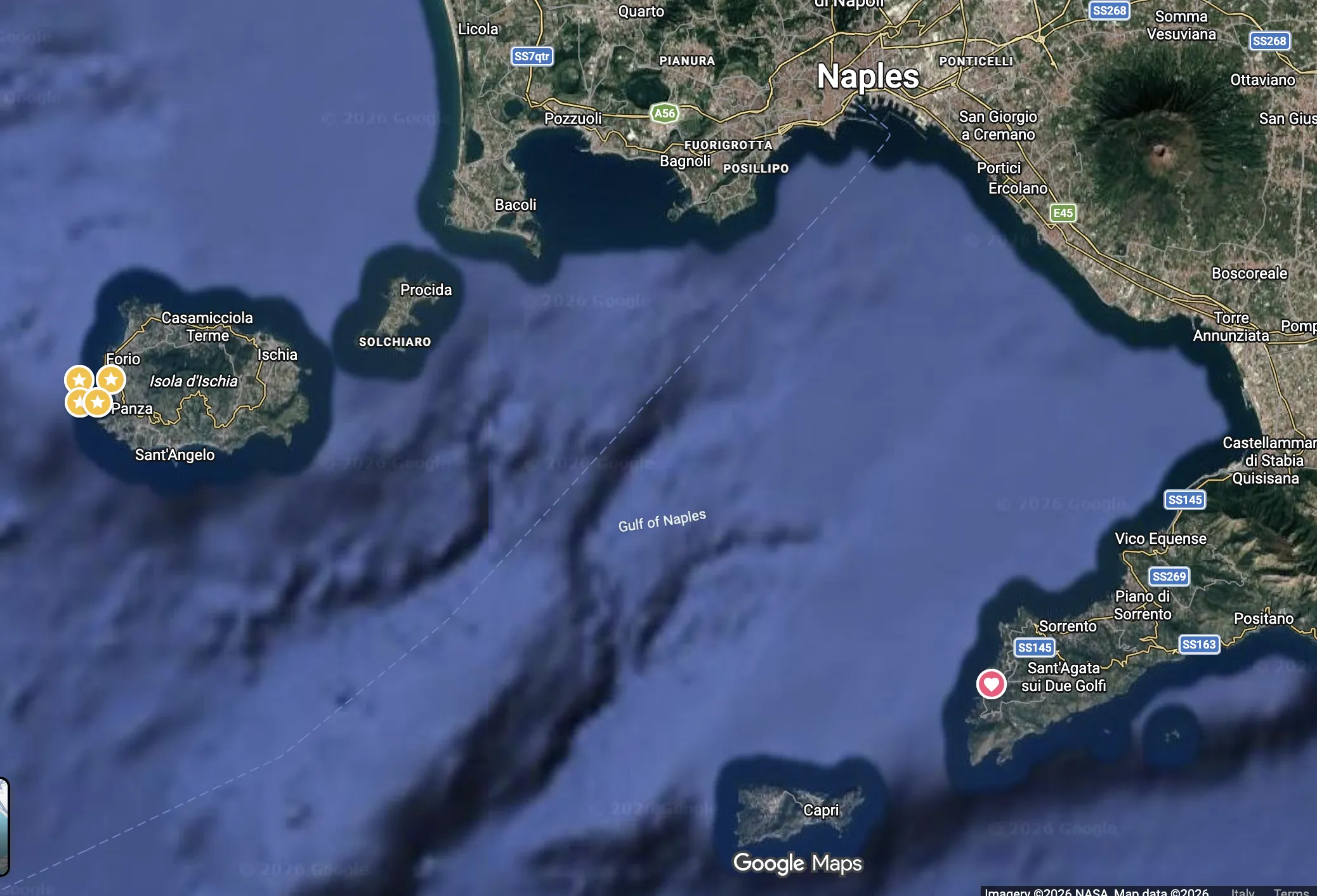 Mappa del Golfo di Napoli con le zone di pesca